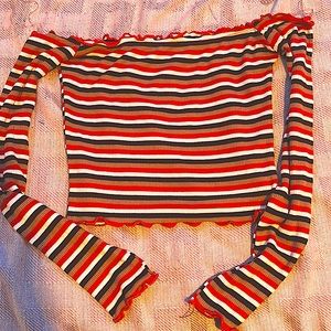 Off the shoulder, cropped long sleeves condition good